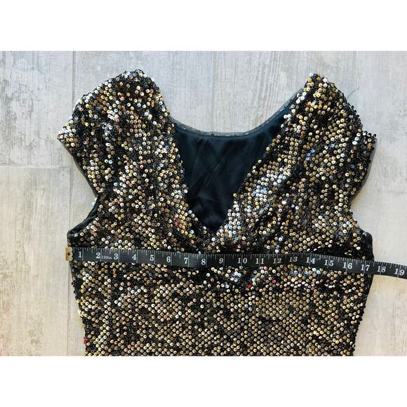 Los Angeles Boutique Holiday Cocktail New Years Black Silver Sequin Dress 8 M - Picture 6 of 7